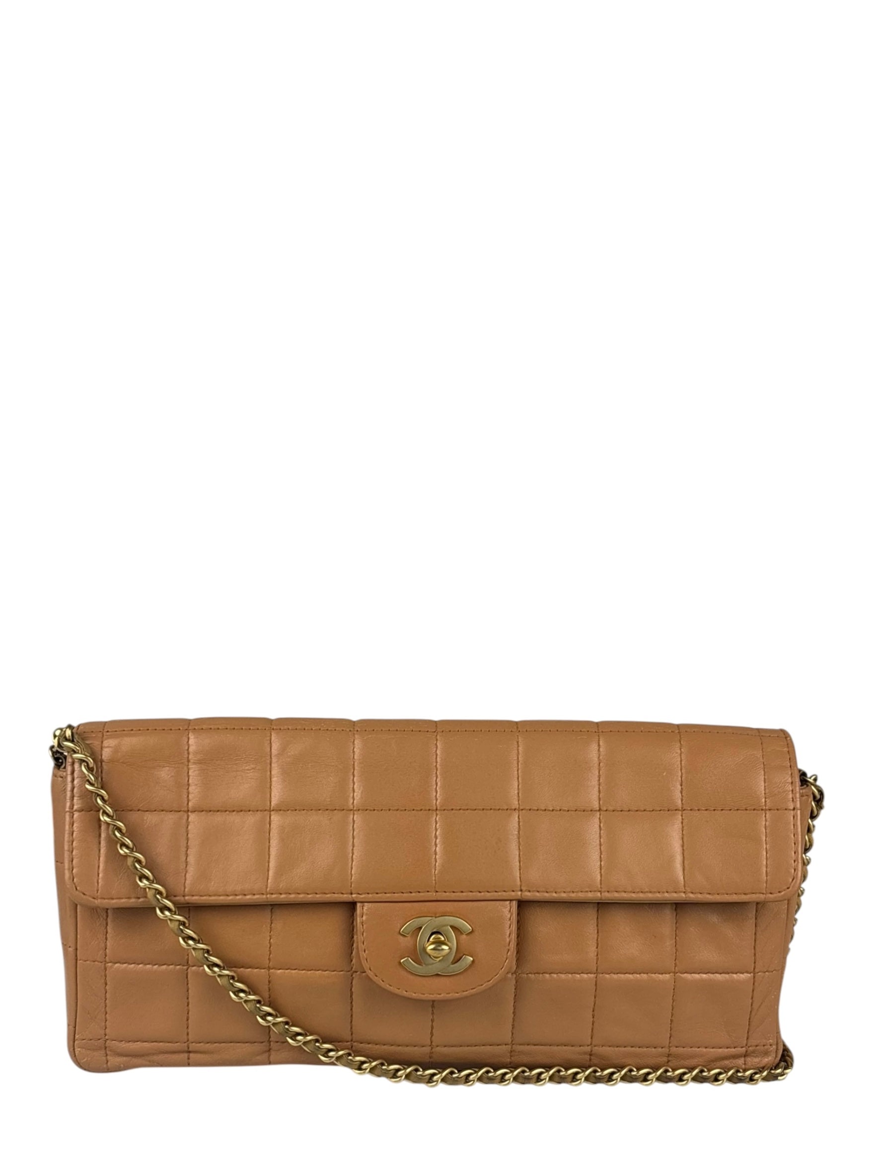 Chanel Vintage Beige Leather  Chocolate Bar East- 1987