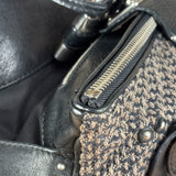 Chloe Black Tweed Leather Paddington Shoulder Bag