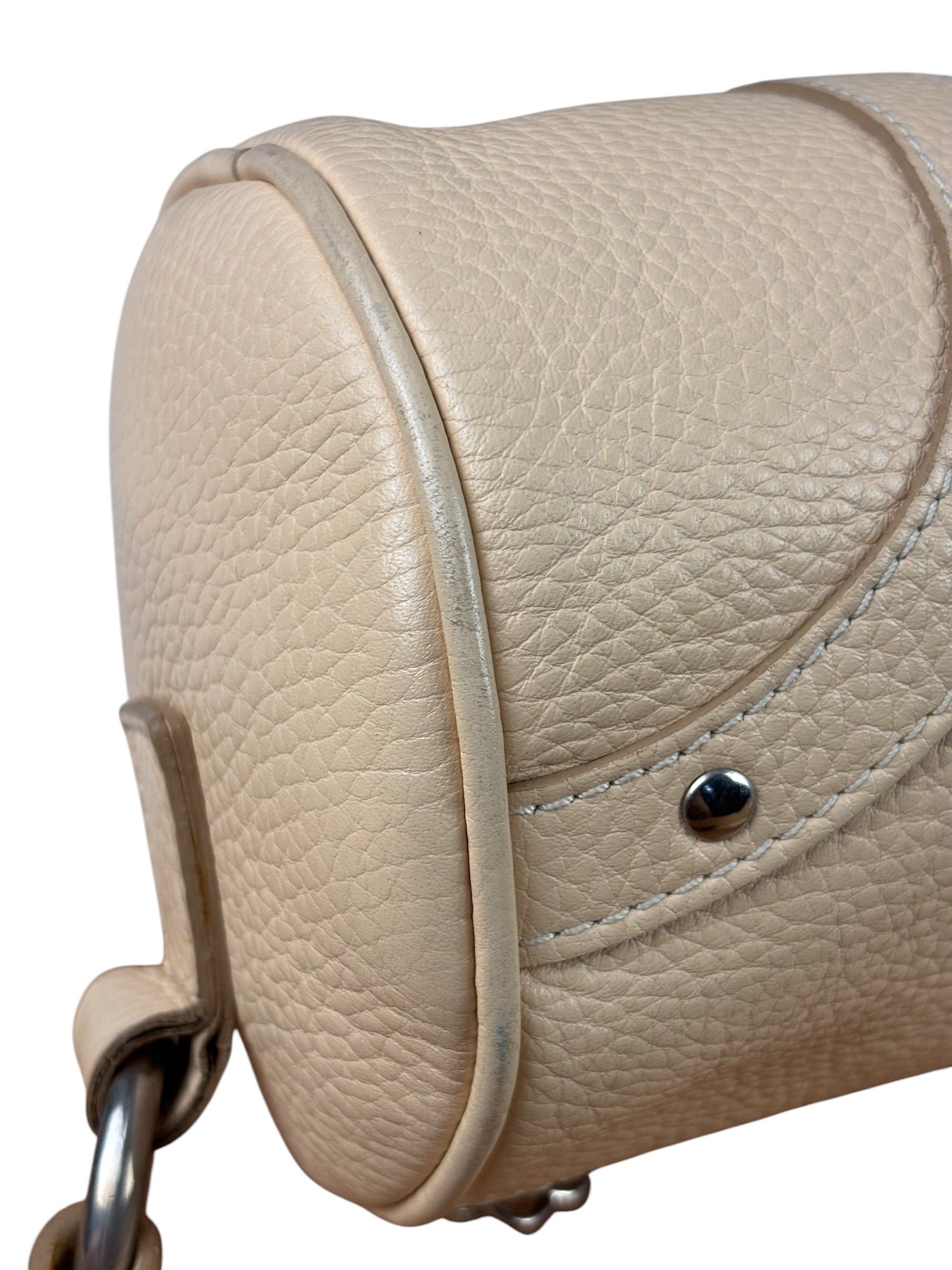 Burberry Cream Calfskin Barrel Shoulder Bag
