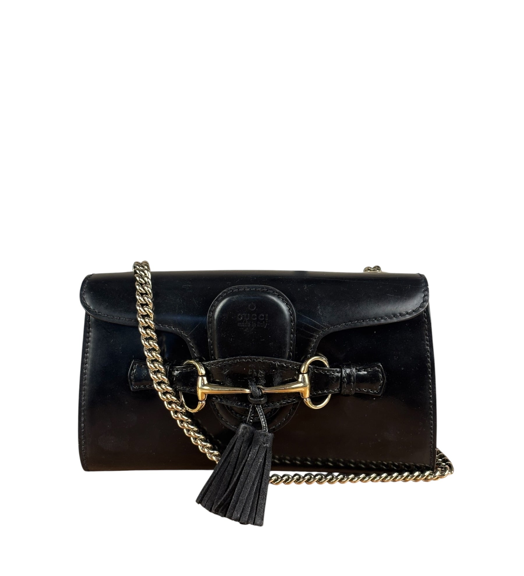 Gucci Black Leather Small Emily Chain Shoulder Bag