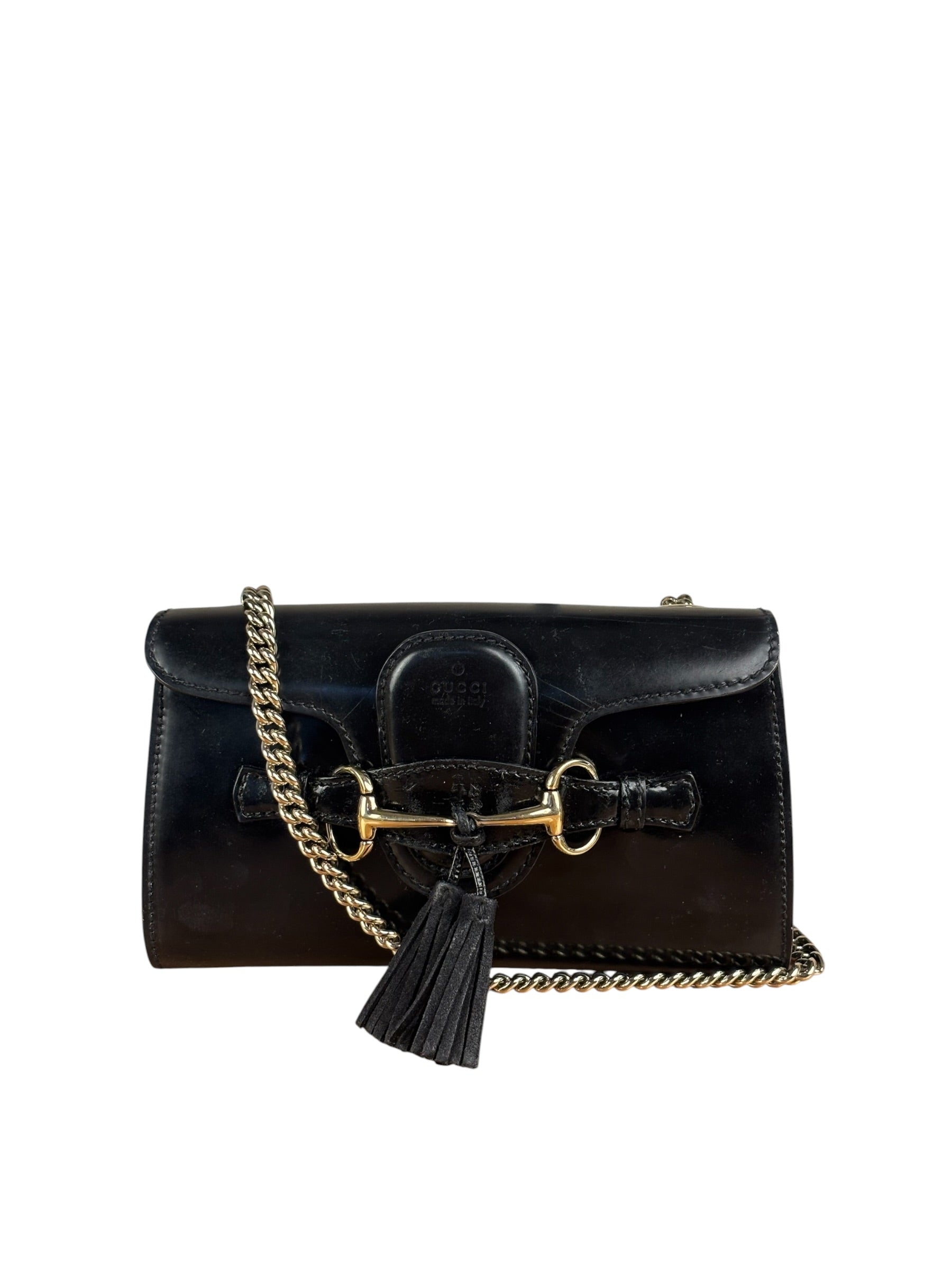 Gucci Black Leather Small Emily Chain Shoulder Bag