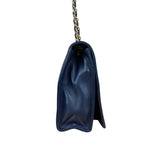 Chanel Navy Leather Diamond Stitch Flap Bag 1988