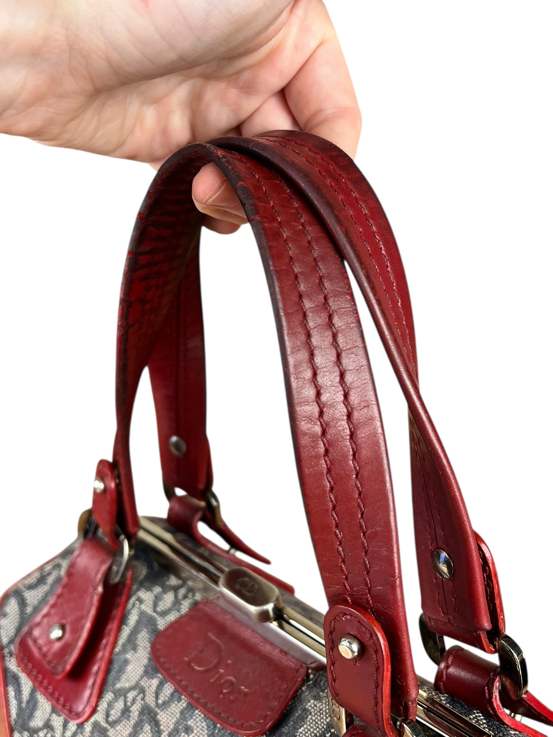 Christian Dior 2005 Doctor Bag Navy/Red Leather Trim