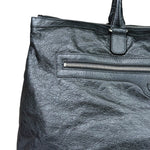Balenciaga Black Leather Moto Bridge Zip Overnight Tote