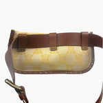 Celine Yellow/Brown Leather Trim Macadam Belt Bag