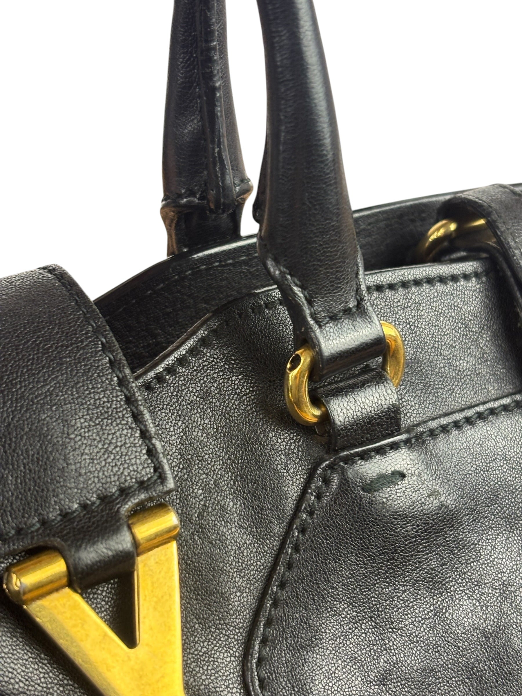YSL Black Leather Cabas Chyc 2Way