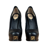 Fendi Black nappa Leather Platform Pumps Fendista Heels