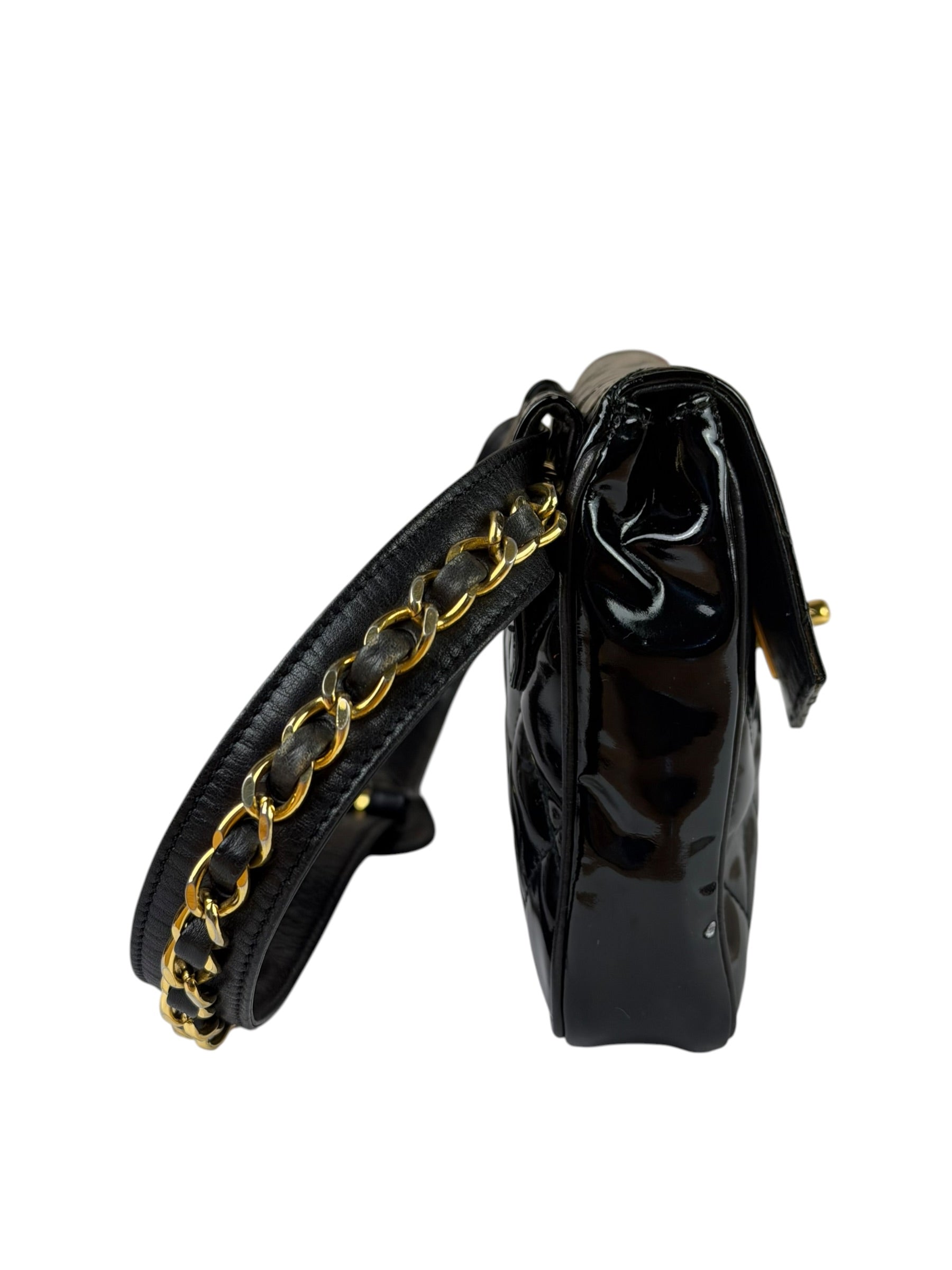 Chanel Black Patent Leather Belt Bag 1995