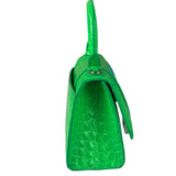 Balenciaga Fluo Green Crocodile Embossed Hourglass XS Two-Way Bag