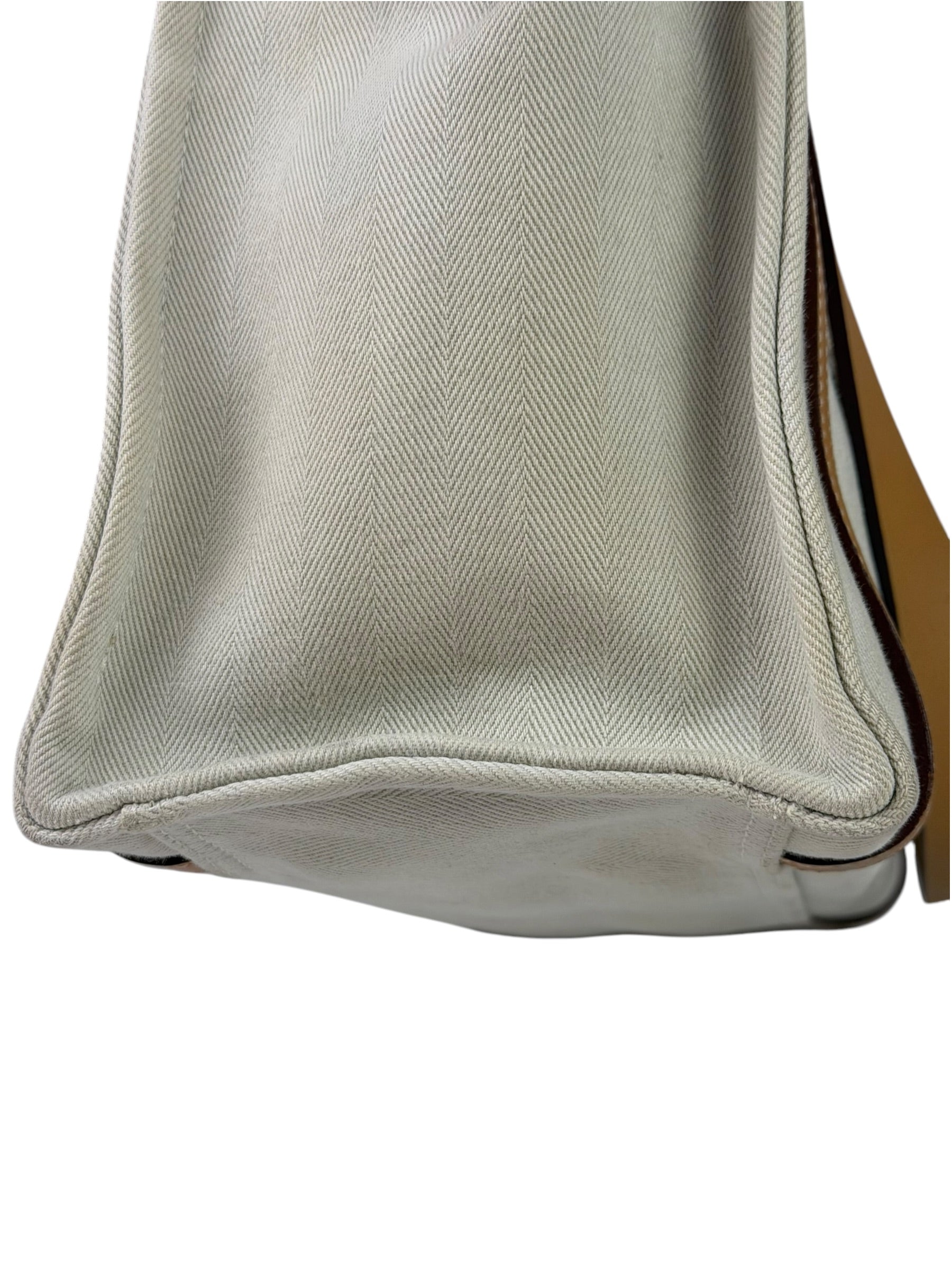 Hermes Beige/Brown Leather Trim Cabalicol Tote