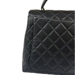 Chanel Vintage Black Caviar Quilted Leather Kelly Top Handle Bag 1996