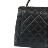Chanel Vintage Black Caviar Quilted Leather Kelly Top Handle Bag 1996