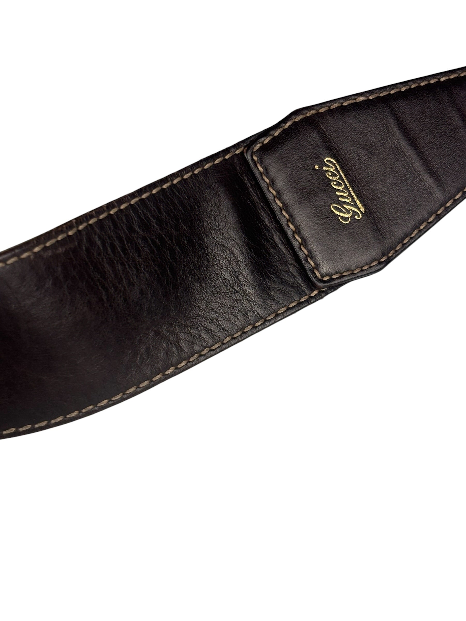Gucci Black/Brown Leather Trim Half-Moon Hobo Bag