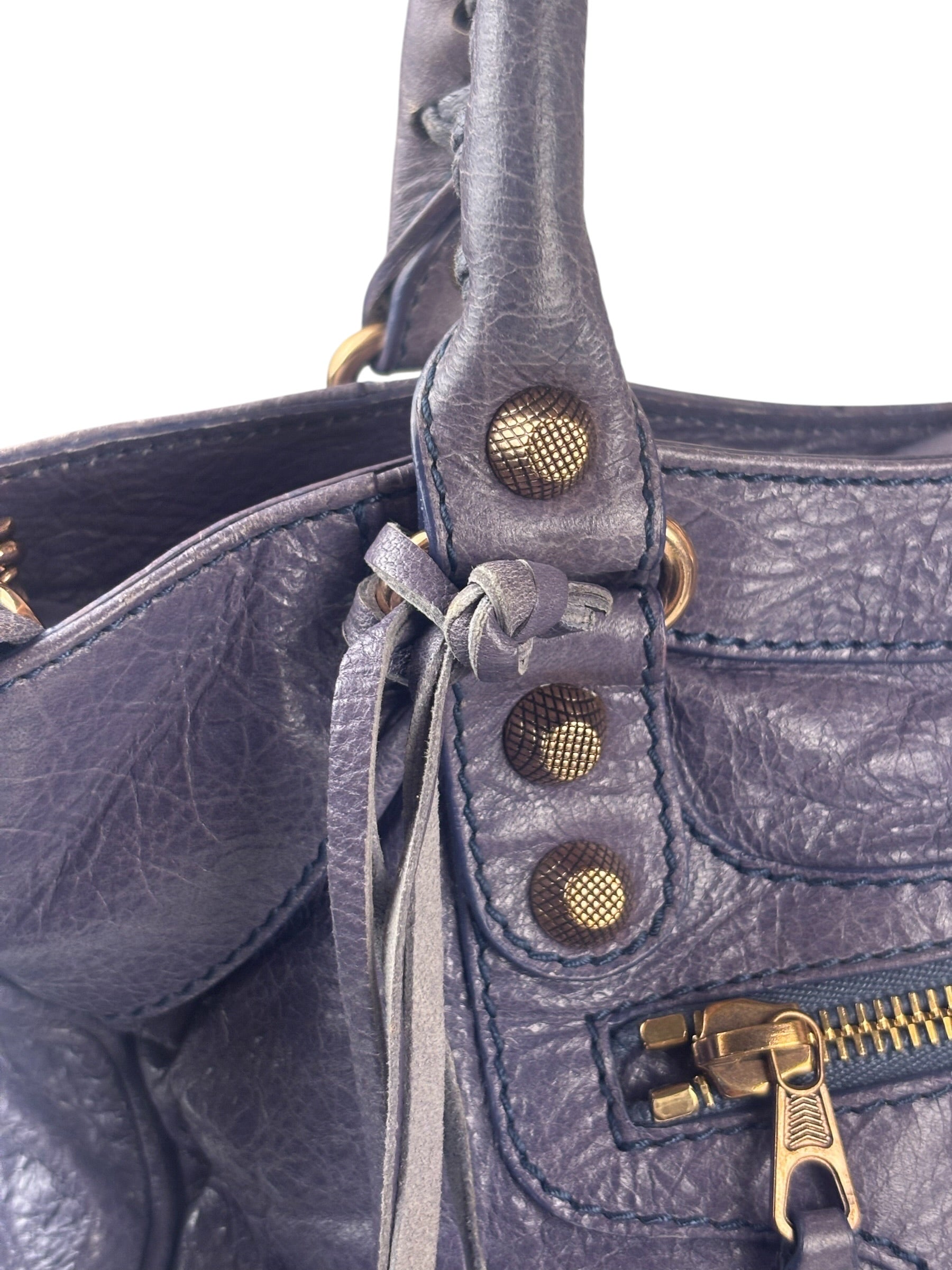 Balenciaga Purple Leather City Two-Way Bag