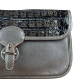 Gucci Vintage Grey Leather Flap Clutch