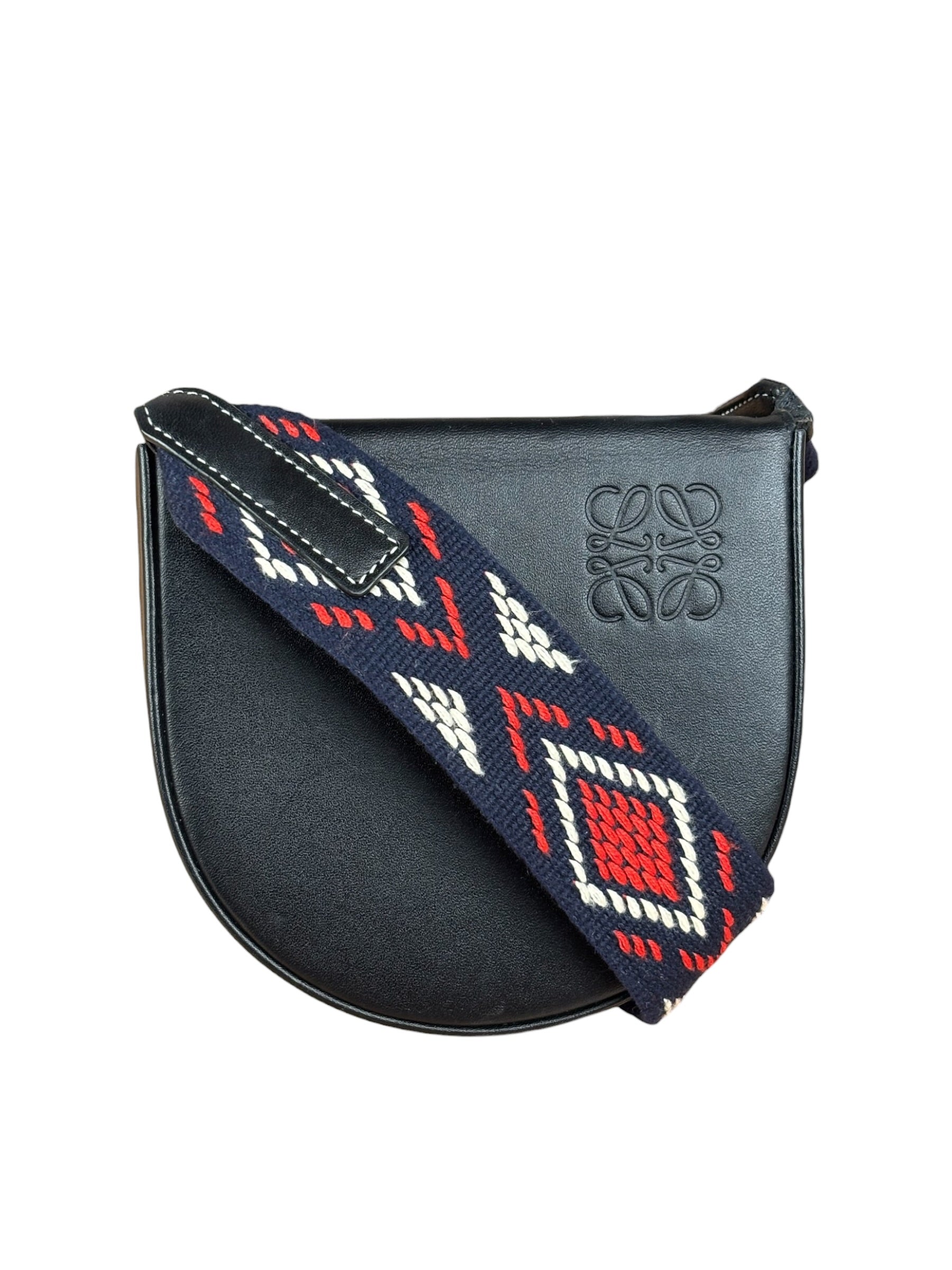 Loewe Anagram Black Leather Heel Crossbody Pochette