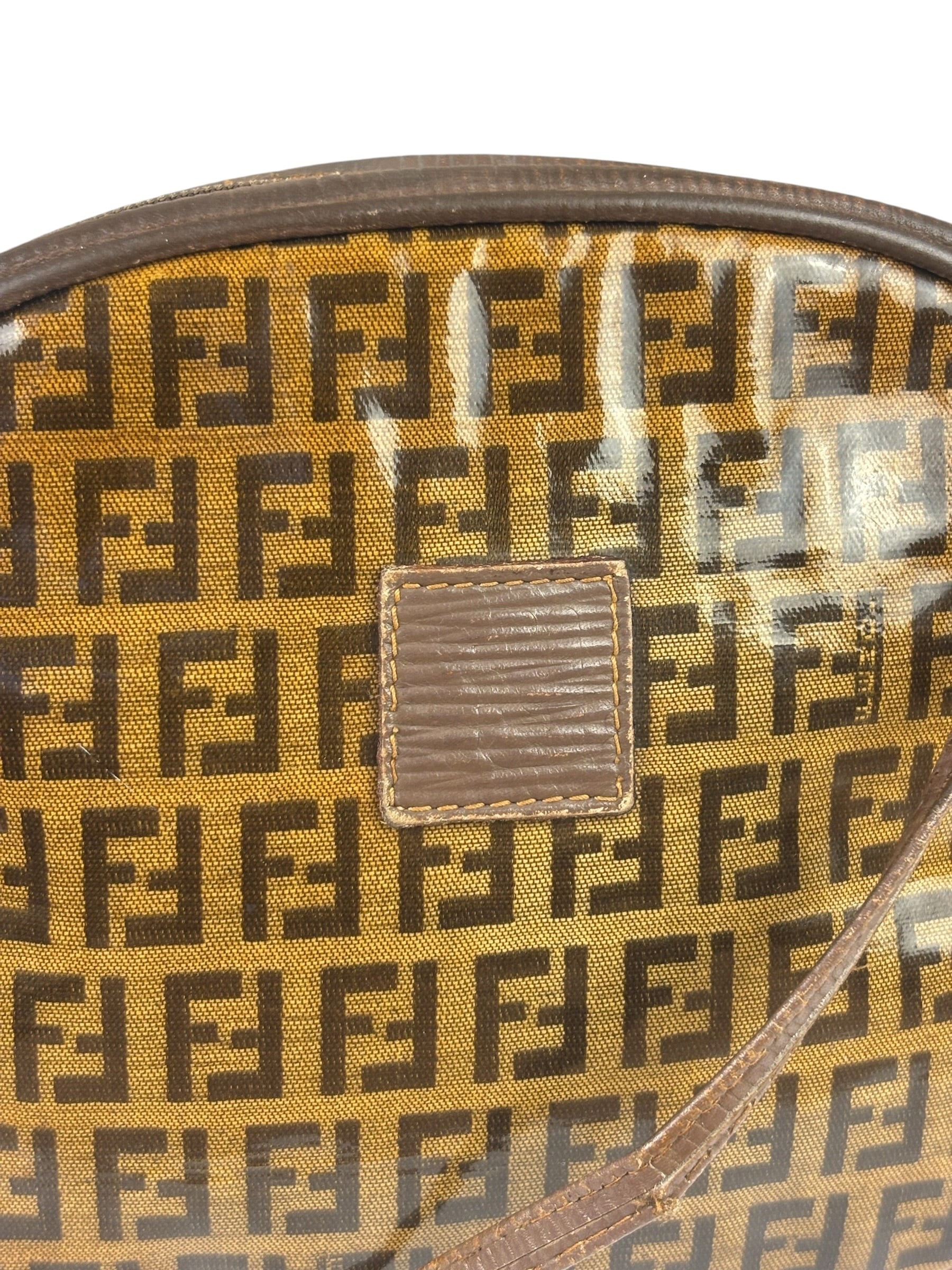 Fendi Vintage Brown PVC Leather Zucca Crossbody Bag