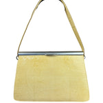 Bottega Veneta Vintage Yellow Lizard Print Clasp Handbag