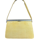 Bottega Veneta Vintage Yellow Lizard Print Clasp Handbag