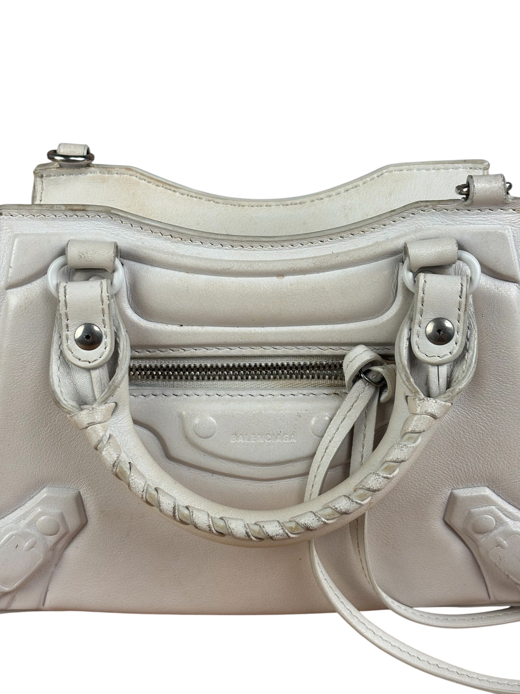 Balenciaga White Leather Neo Classic Le City Two-Way Bag