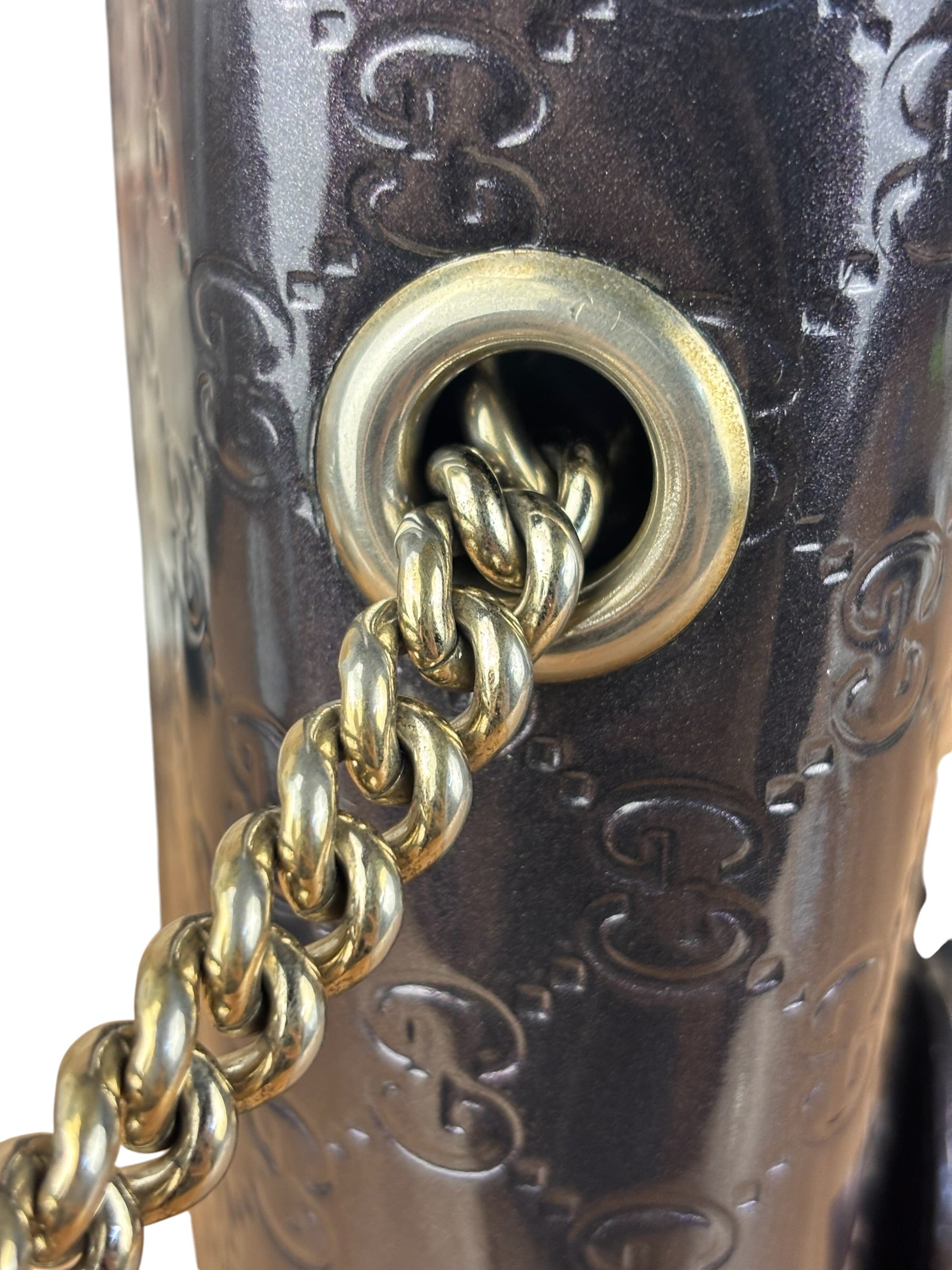 Gucci GG Purple Patent Flap Emily Chain Shoulder Bag