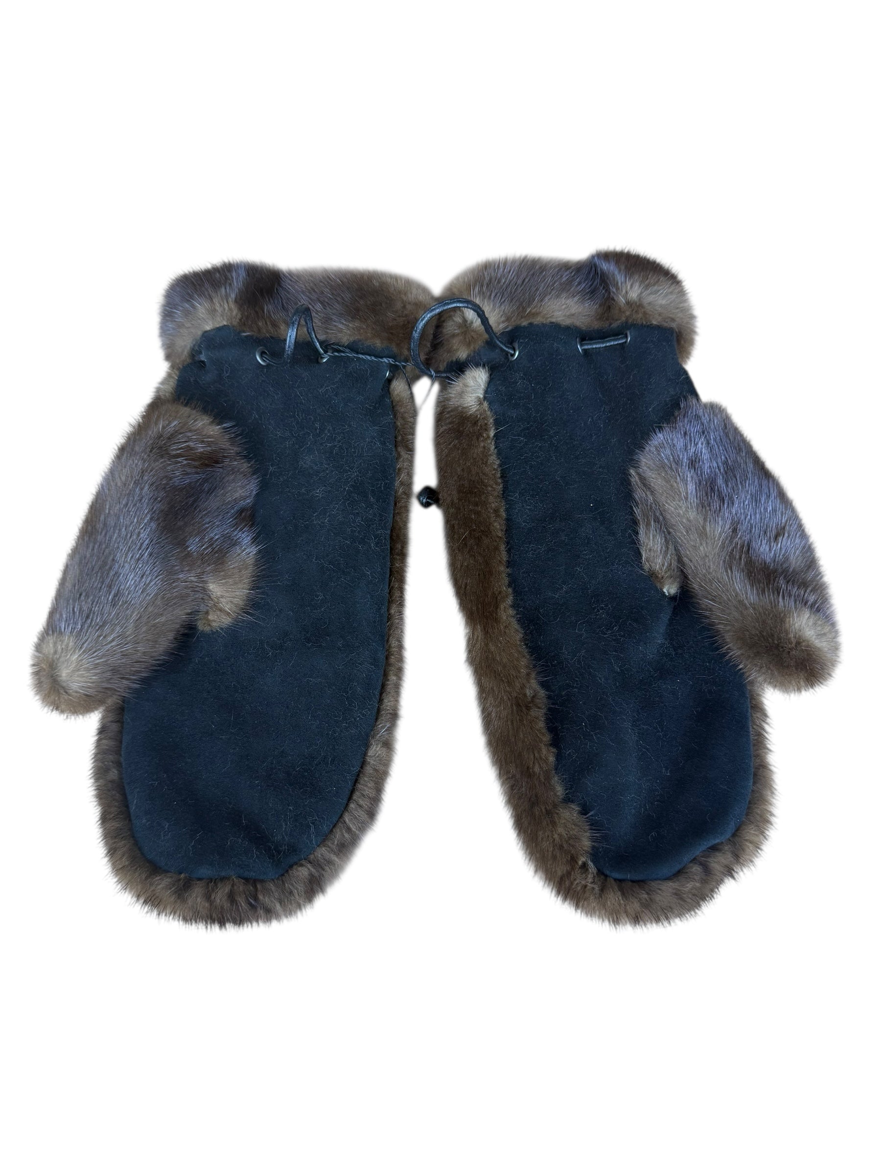 Vintage Brown Fur Mittens