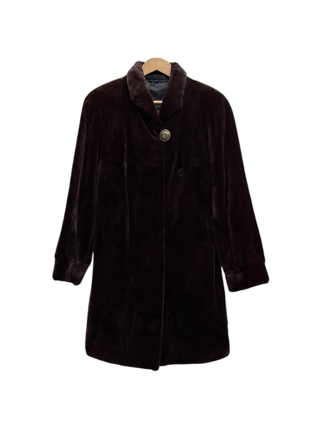 Vintage Saga Chocolate Brown Sheared Mink Mid-Length Fur Coat