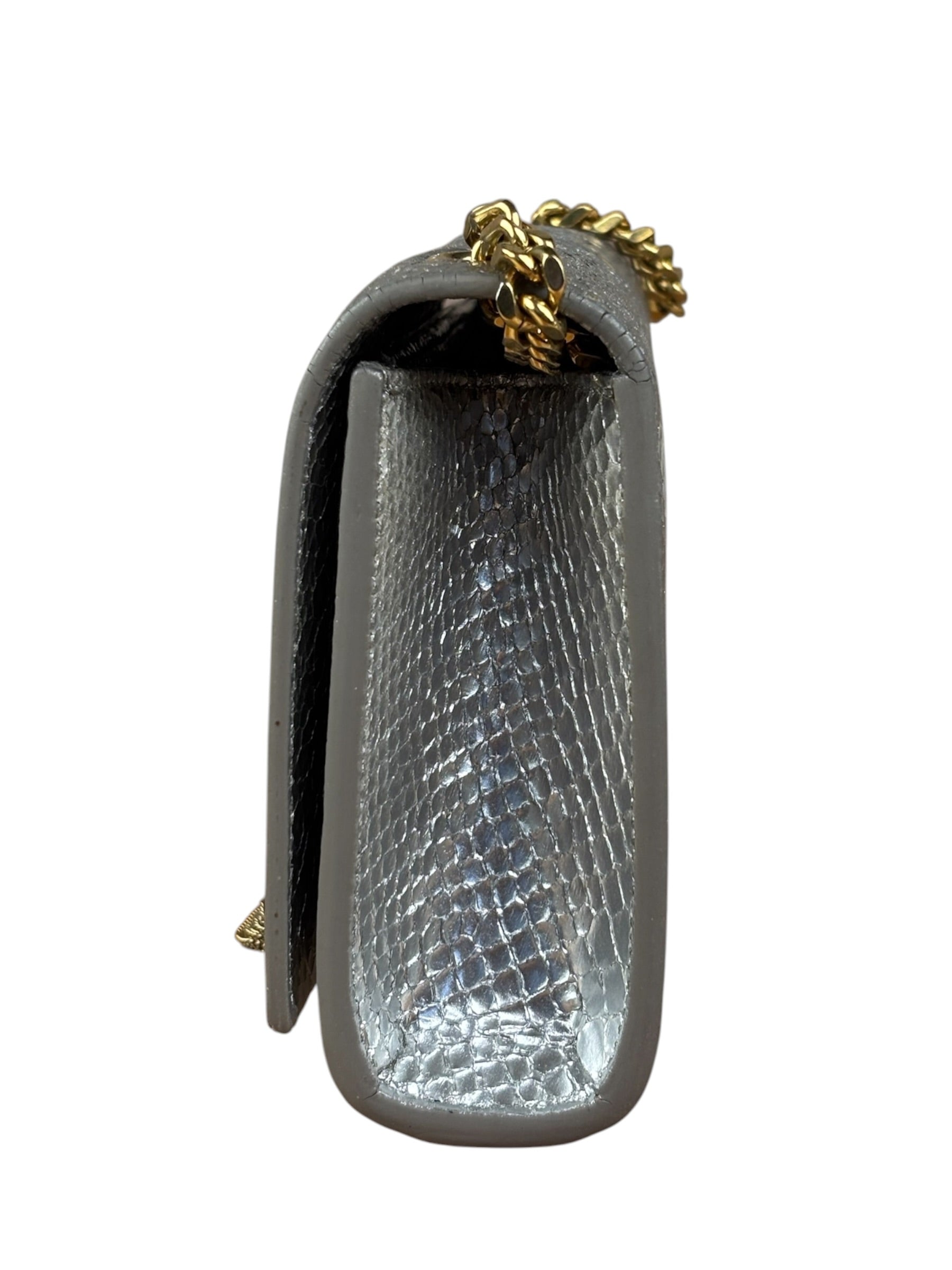 Yves Saint Laurent Metallic Silver Leather Kate Small Tassel Shoulder Bag