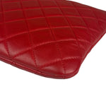 Chanel Vintage Red Leather Classics O-Case Clutch 1992
