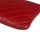 Chanel Vintage Red Leather Classics O-Case Clutch 1992