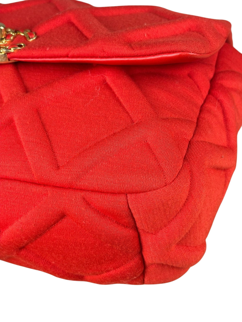 Chanel Red Quilted Leather Trim Jersey 19 Flap Bag 2019