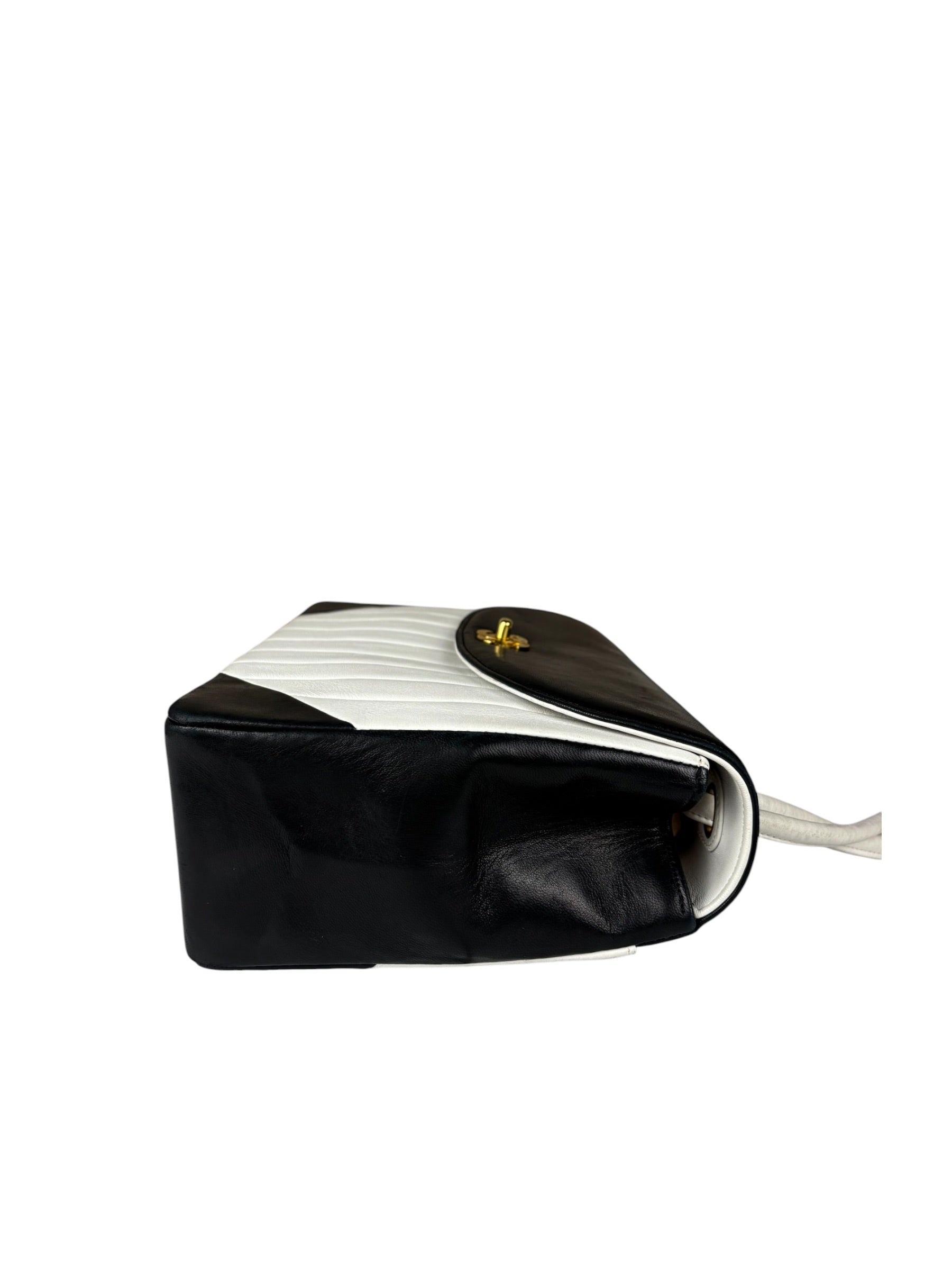 Chanel Black/White Leather Shoulder/Tote Bag 2017