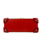 Gucci Red/Beige Leather GG Apple Print Padlock Bamboo Handbag