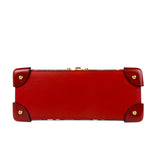 Gucci Red/Beige Leather GG Apple Print Padlock Bamboo Handbag