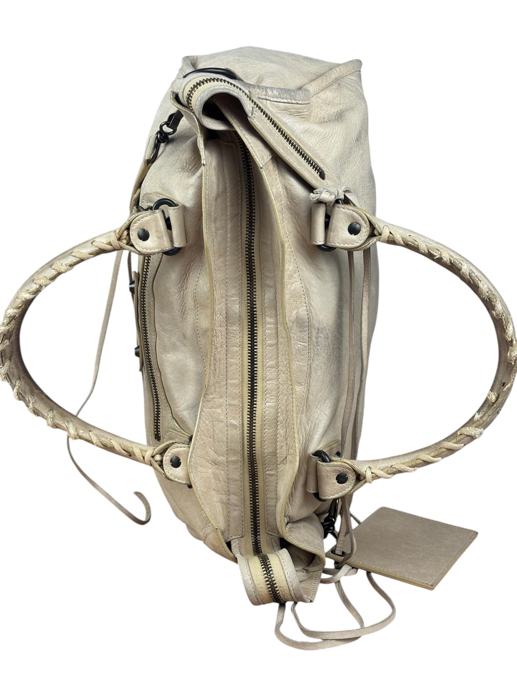 Balenciaga Vintage Almond Beige Leather Small City Two-Way Bag