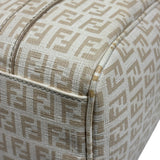 Fendi Beige Leather Trim Zucca Boston Bag