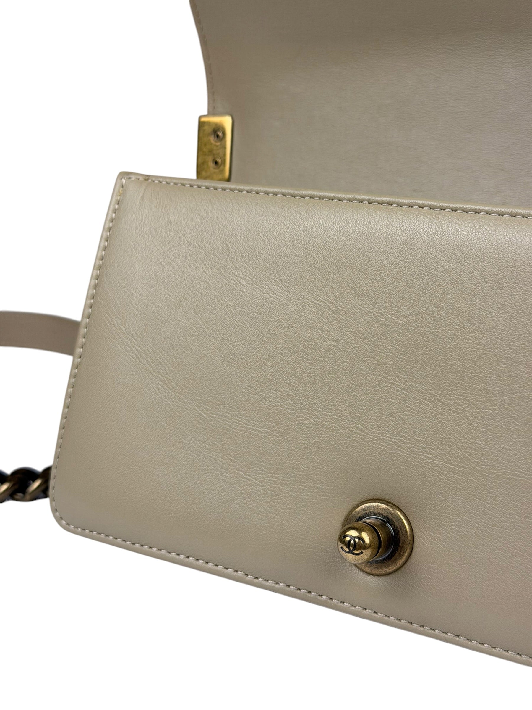 Chanel Beige Leather Boy Stingray Flap Bag 2013