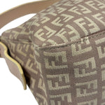 Fendi Rose Beige  Leather Trim Zucca Baguette