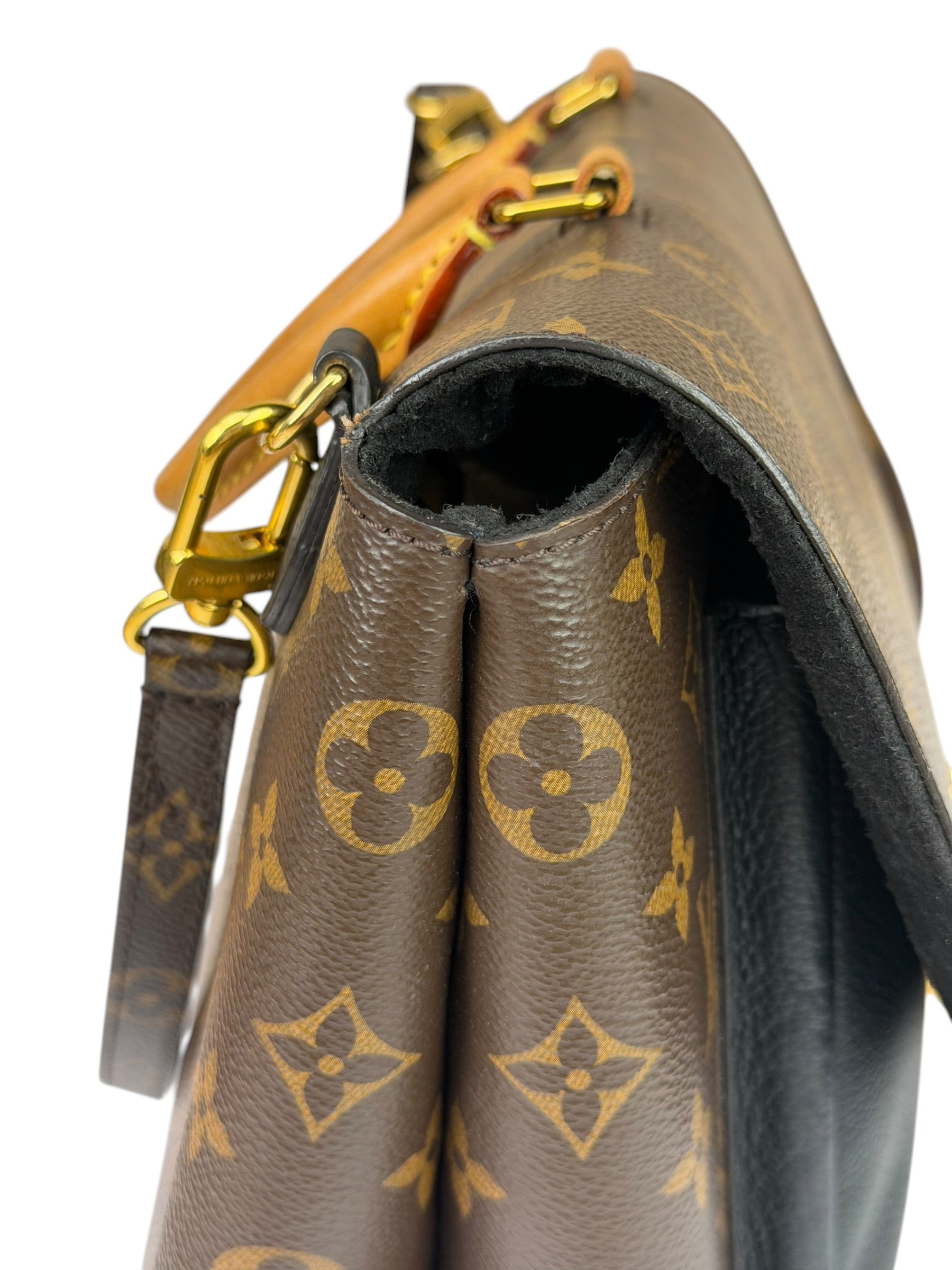 Louis Vuitton Black Leather/ Monogram Marignan 2Way Bag