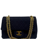 Chanel Navy Quilted Denim Double Flap Bag