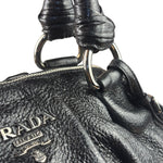 Prada Shiny Black Cervo Pleated Shoulder Bag