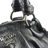 Prada Shiny Black Cervo Pleated Shoulder Bag