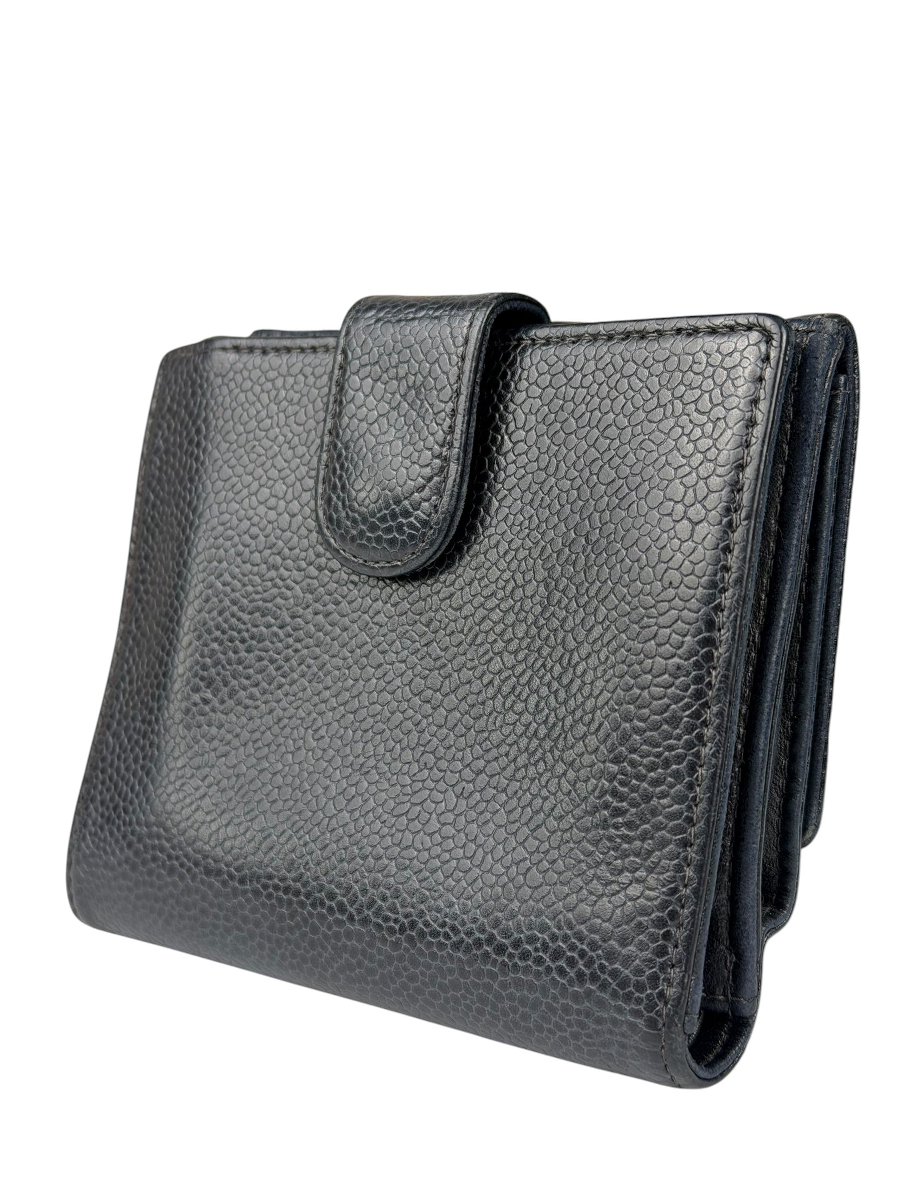 Chanel Navy Blue Leather Caviar Wallet