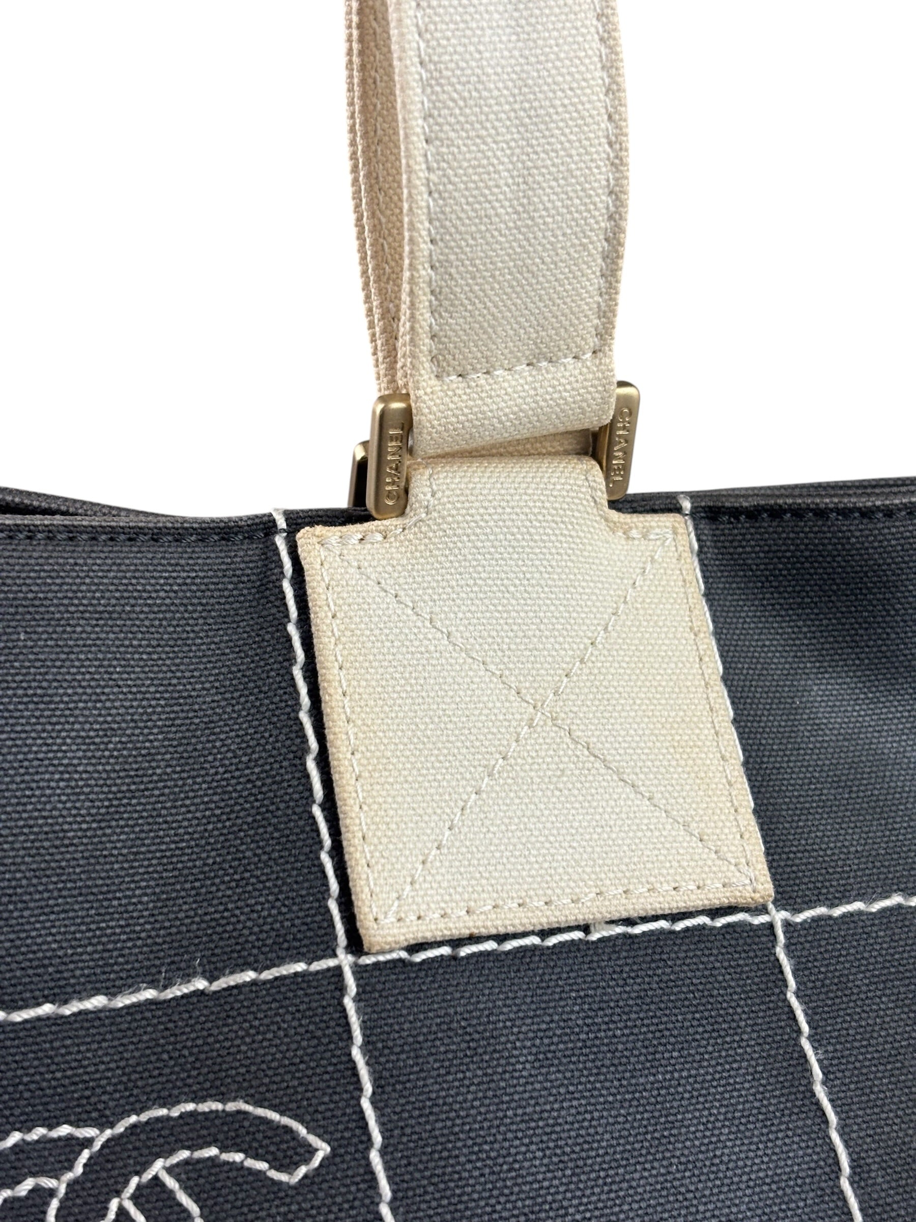 Chanel Vintage Large Square Quilt Tote Faded Black 2003