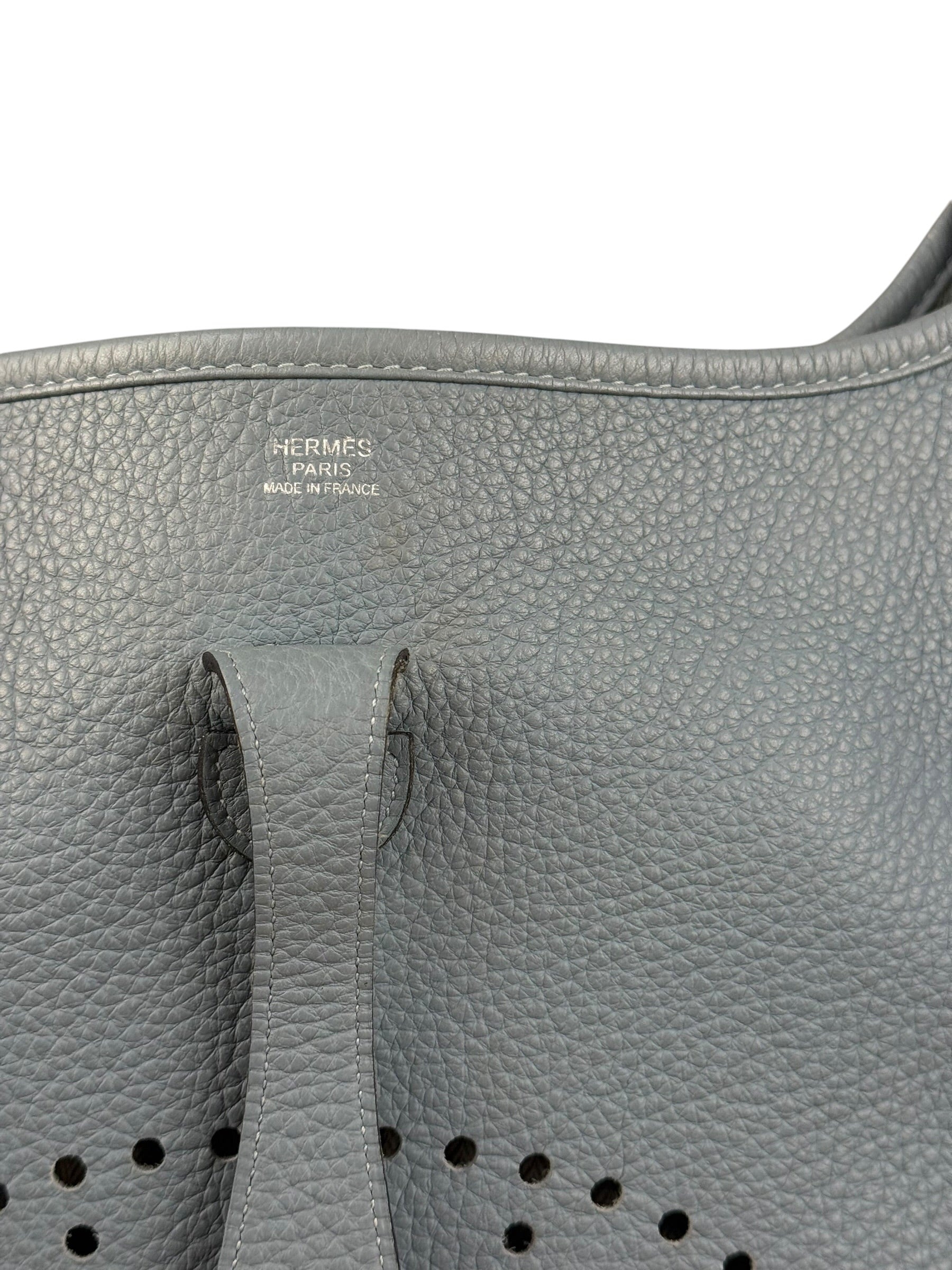 Hermes Evelyne Clemence Light Blue Leather Shoulder Bag