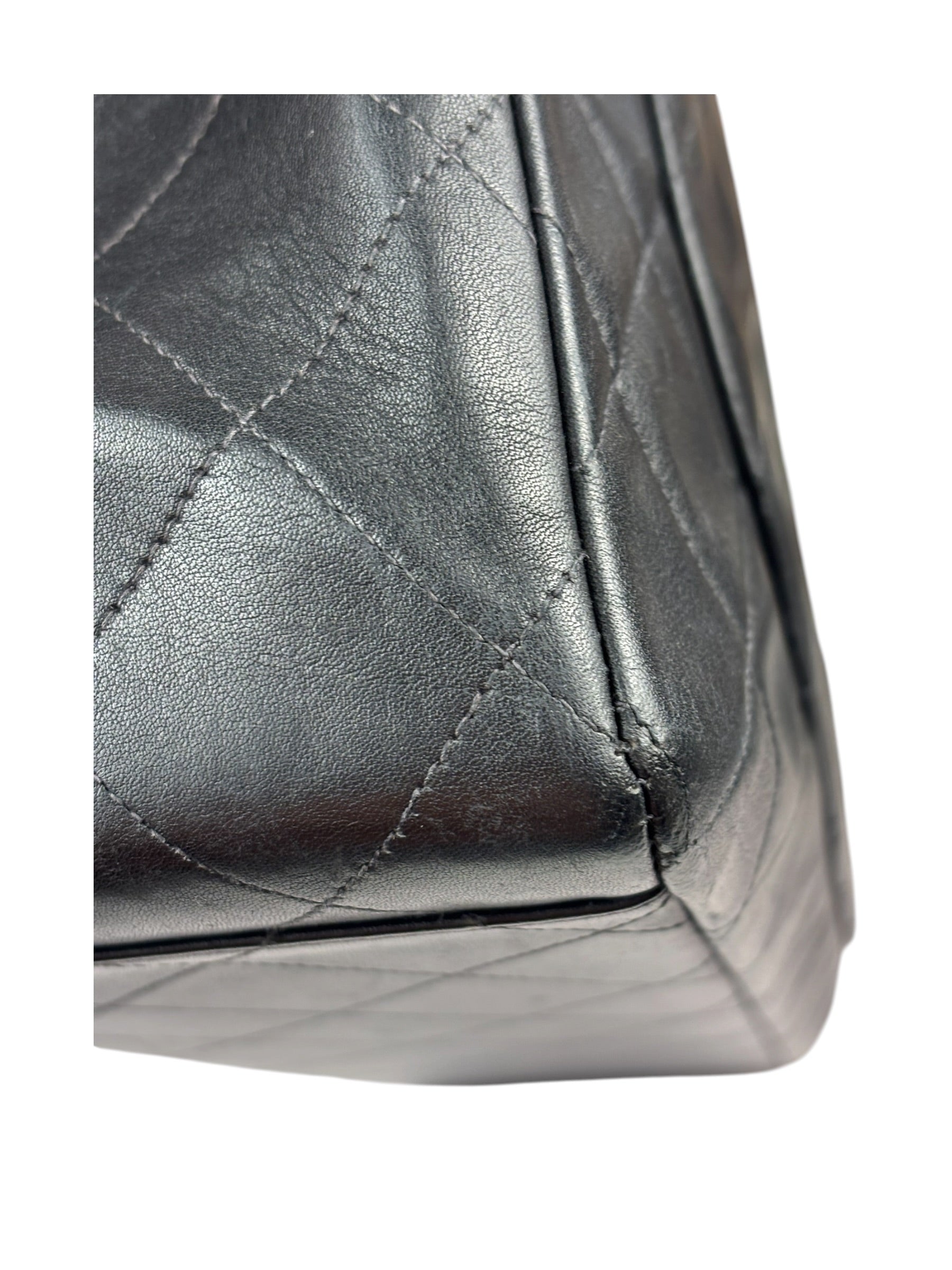 Chanel Black Quilted Leather Jumbo Flap Bag 1995