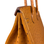 Hermes Birkin 35 Ostrich Leather Handbag Gold Hardware