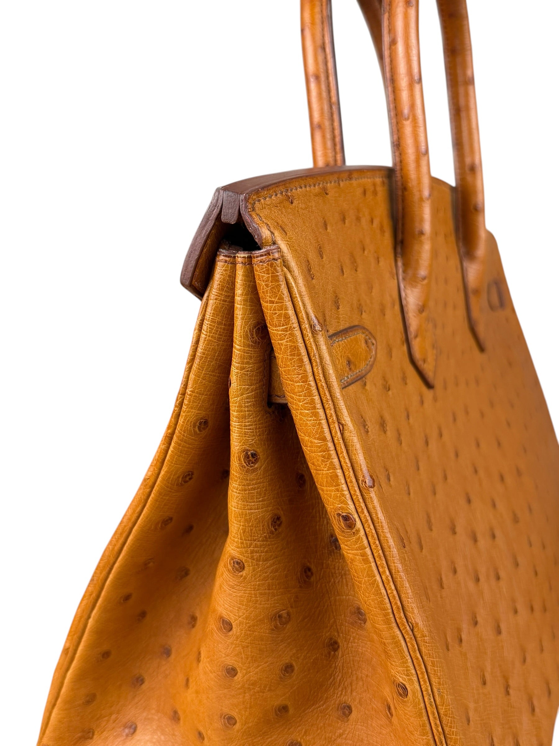 Hermes Birkin 35 Ostrich Leather Handbag Gold Hardware