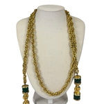 Chanel Green Gripoix Rhinestone Lariat Necklace