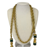 Chanel Green Gripoix Rhinestone Lariat Necklace